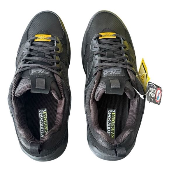 Fila Lateshift Black Slip Resistant Waterproof Memory Foam Men’s Work Shoe XWide - Picture 8 of 16